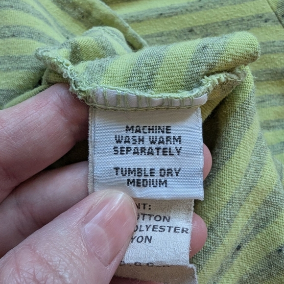 Cut Loose Tee Shirt Short Sleeves Cotton Yellow Grey Striped Top Women's size XS - Picture 8 of 11